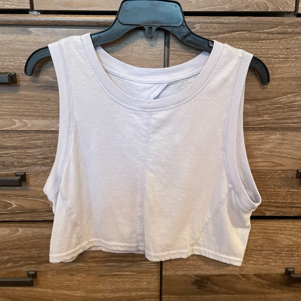 Women's Light Blue Sleeveless Cropped Muscle Tee